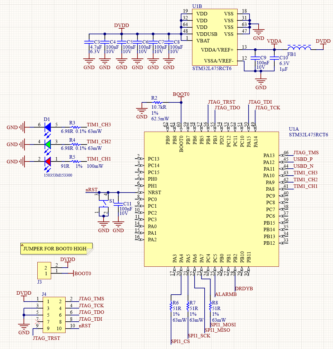 Microcontroller&rsquo;s portion of the schematic